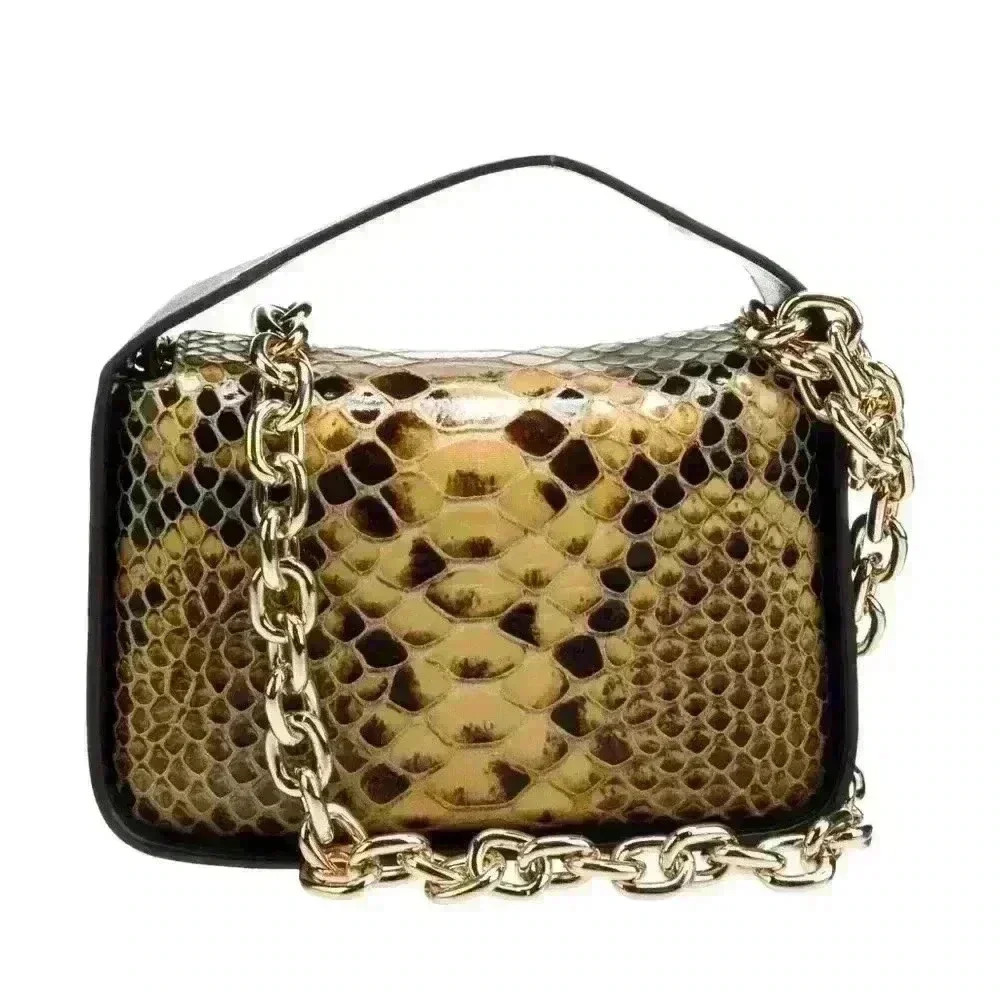 STAND STUDIO Leather Trim Snakeskin Handle Bag
